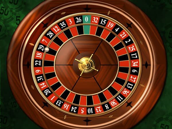 L'immagine mostra una ruota della roulette da casinò in primo piano, con numeri in rosso e nero e uno zero in verde, su uno sfondo sfocato che suggerisce banconote.