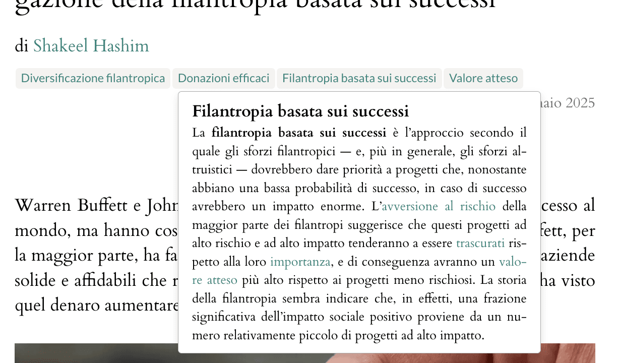 Screenshot che evidenzia il sistema di tagging